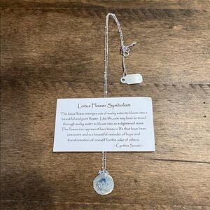 NWT Sterling Silver Lotus Flower Necklace